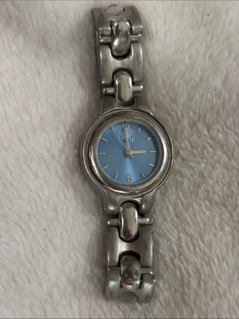 Silver Women's Bracelet Watch with Blue Dial